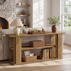 63-Inch Farmhouse Console Table with 3-Tier Storage Shelves and Wide Panel Supports, Narrow Sofa Table for Living Room Hallway and Foyer