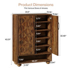 31.5-Inch Solid Wood Shoe Cabinet for Entryway, Farmhouse Tall Shoe Storage Cabinet with Doors and Adjustable Shelves for Hallway
