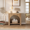 27.6 Inch Farmhouse Side Table with Storage, Large Wooden End Table with Cabinet Shelf for Living Room