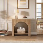 27.6 Inch Farmhouse Side Table with Storage, Large Wooden End Table with Cabinet Shelf for Living Room