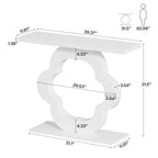 39.4-Inch White High-Gloss Console Table with Flower Cutout Base, Narrow Entryway Table for Living Room and Hallway