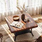 31.5-Inch Square Coffee Table, Upholstered Ottoman with PU Leather Top for Living Room