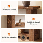 63 Inch Solid Wood Console Table with X-Frame, 3-Tier Hallway Table for Living Room