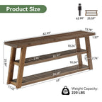62.99 Inch Solid Wood Console Table with 3-Tier Shelves, Farmhouse Hallway Table