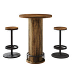 23.62-Inch Round Bar Table Set, Industrial Bistro Table with 2 Bar Stools and Metal Footrest for Kitchen Apartment