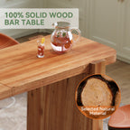 63-Inch Solid Wood Bar Table, Counter Height Pub Table for Kitchen and Dining Room