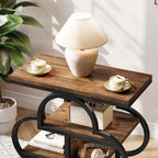 4-Tier Narrow Side Table with Curved Metal Frame and Storage Shelves