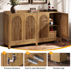 57-Inch Buffet Cabinet with Adjustable Shelves and Grille Doors, Long Sideboard Cabinet for Dining Room