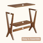 23.62-Inch Narrow End Table, 2-Tier Solid Wood Side Table with Storage Shelves for Living Room