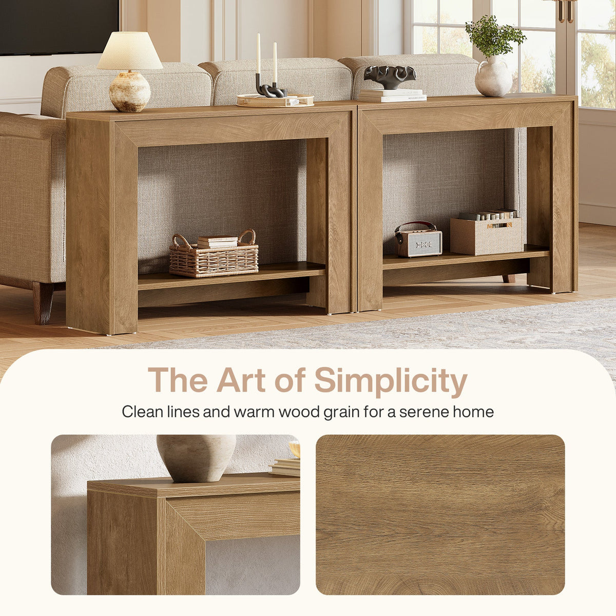 41.3-Inch Farmhouse Console Table with 2-Tier Open Storage, Narrow Entryway Sofa Table for Living Room Hallway and Foyer