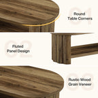 47.24-Inch Oval Coffee Table with 2-Tier Storage Shelf and Dual Base, Farmhouse Accent Center Table