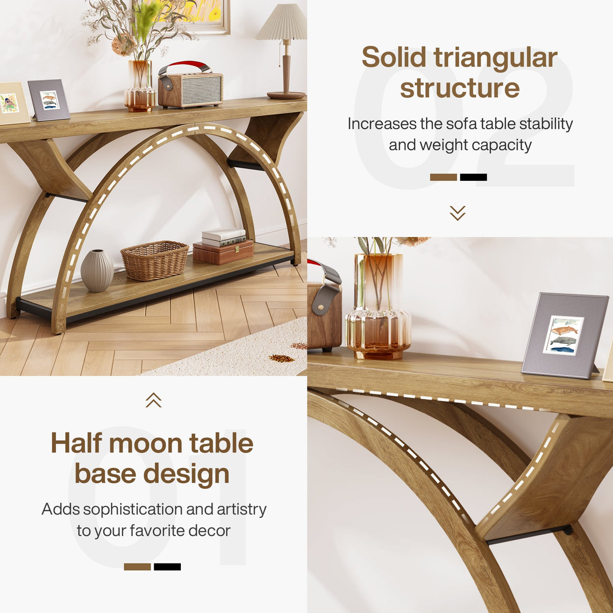 70.87-Inch Rustic Console Table with Storage Shelf, Narrow Sofa Table for Entryway and Hallway