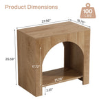 27.6 Inch Farmhouse Side Table with Storage, Large Wooden End Table with Cabinet Shelf for Living Room