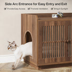 55.1-Inch Extra Large Cat Litter Box Enclosure for 2 Cats with 2 Cabinets and Side Entry, Hidden Wooden Cat Washroom Furniture for Living Room