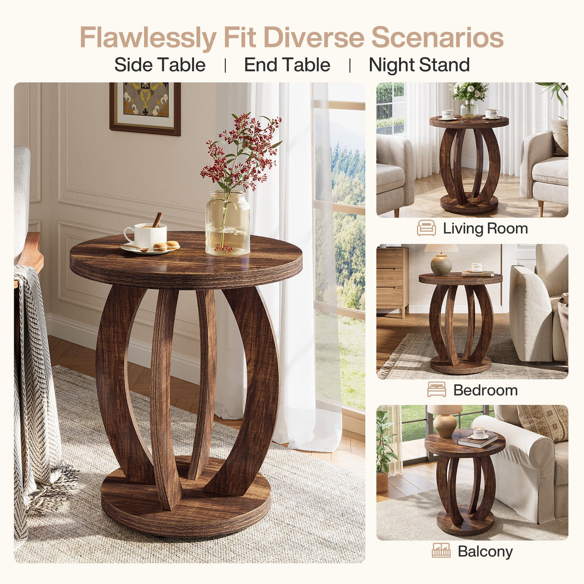 24-inch round farmhouse nightstand