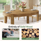 55-Inch Farmhouse Oval Dining Table, Solid Wood Kitchen Table for 4 in Small Spaces