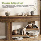 55-Inch Farmhouse Console Table with 2-Tier Storage and U-Shaped Base, Narrow Entryway Sofa Table for Hallway