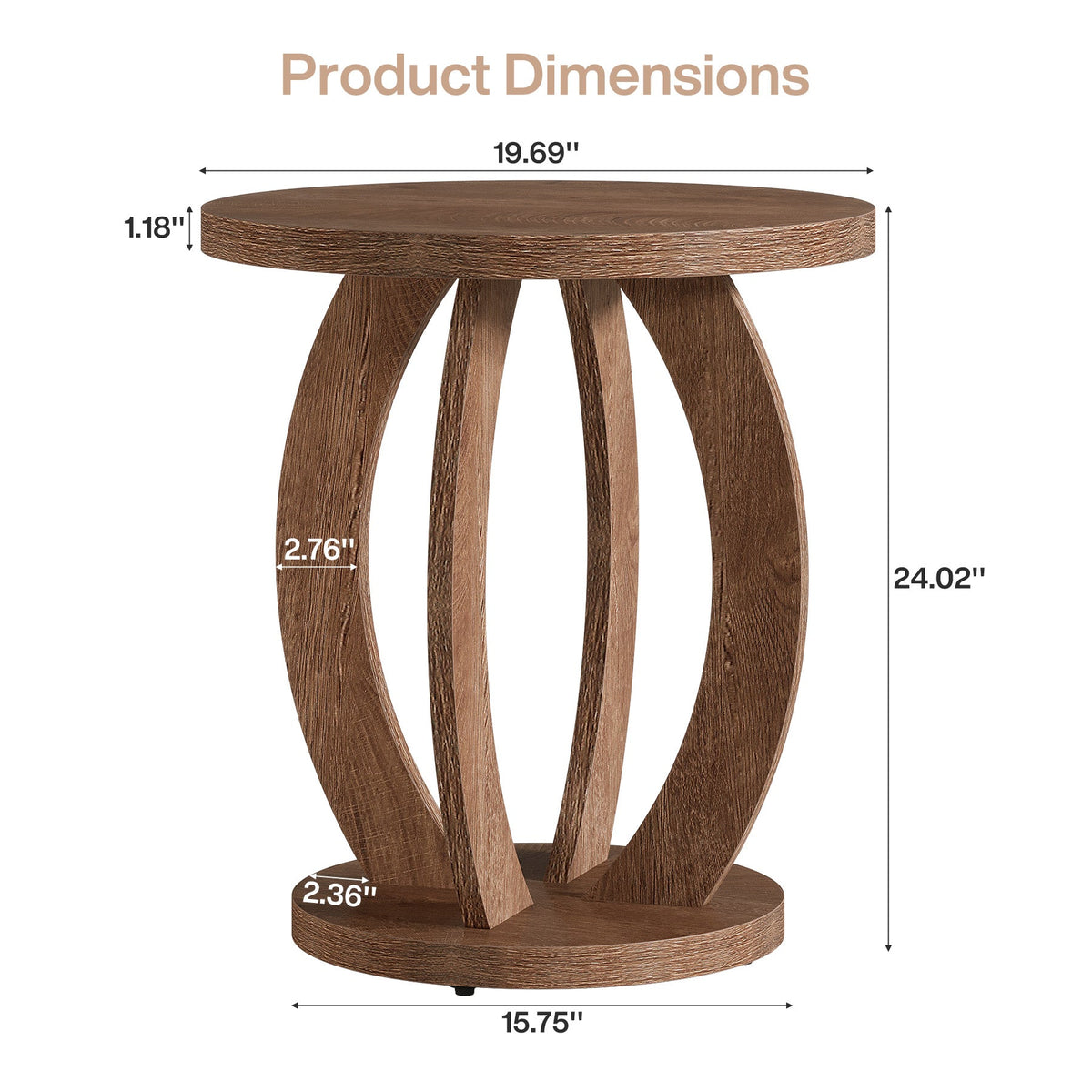 24-inch round farmhouse nightstand