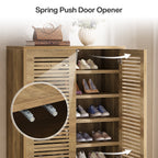 Free-Standing Shoe Cabinet, Narrow Farmhouse Wooden Organizer with 6 Shelves