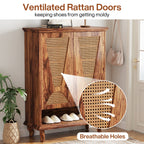 Rattan Shoe Cabinet, 5-Tier Hidden Shoe Storage for Entryway