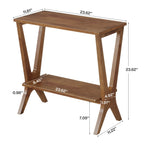 23.62-Inch Narrow End Table, 2-Tier Solid Wood Side Table with Storage Shelves for Living Room