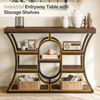 41.3" Sofa Table, Industrial Console Table with Shelves