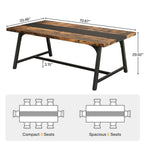 70.9-Inch Conference Table for 6 with Thick Top, Industrial Meeting Table for Office
