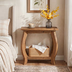 23.6 Inch Narrow Side Table with Curved Legs, Solid Wood End Table for Small Spaces