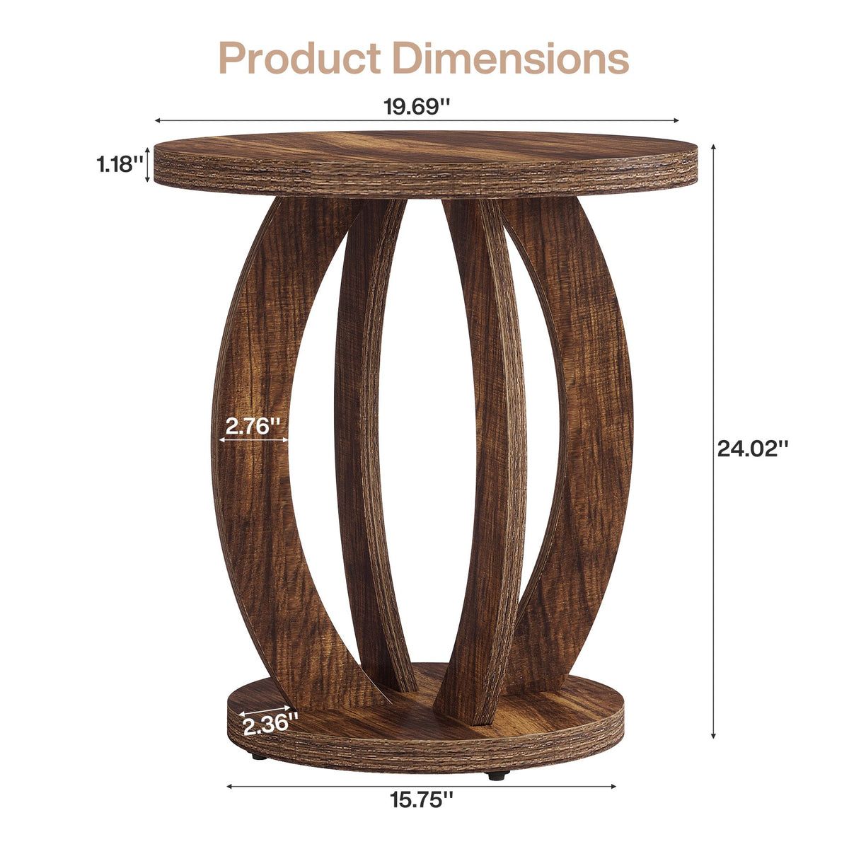 24-inch round farmhouse nightstand