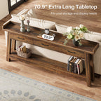 70.9 Inch Extra Long Console Table with 3 Drawers, 2-Tier Sofa Table for Living Room