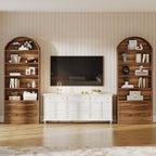 76.8-Inch Arched Bookcase with File Cabinet Drawer, 5-Tier Storage for Home Office