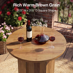 31.5-Inch Round Bar Table, Wood Pub Table with 2-Tier Hidden Storage for Home Bar