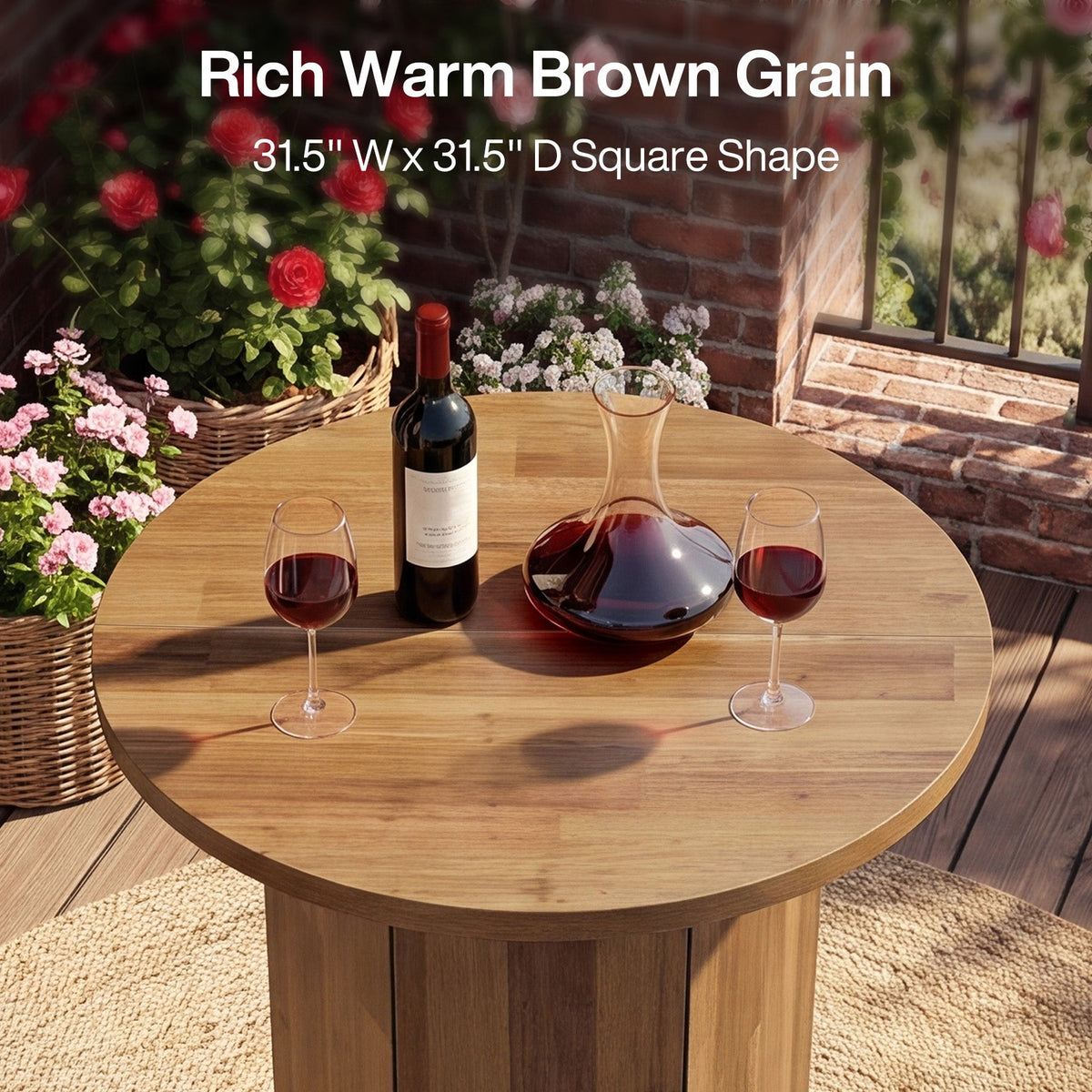 31.5-Inch Round Bar Table, Wood Pub Table with 2-Tier Hidden Storage for Home Bar