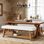 55-Inch Upholstered Dining Bench with Cushion and Storage Shelf