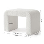 23.62-Inch Modern Vanity Stool with Faux Cashmere Upholstery, Arched Ottoman Footstool