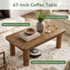 47.2-Inch Solid Wood Coffee Table with Rectangular Tabletop