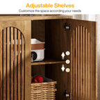 57-Inch Buffet Cabinet with Adjustable Shelves and Grille Doors, Long Sideboard Cabinet for Dining Room