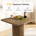 39-Inch Square Bar Table, Wooden Bistro Table with Footrest for Kitchen and Cafe
