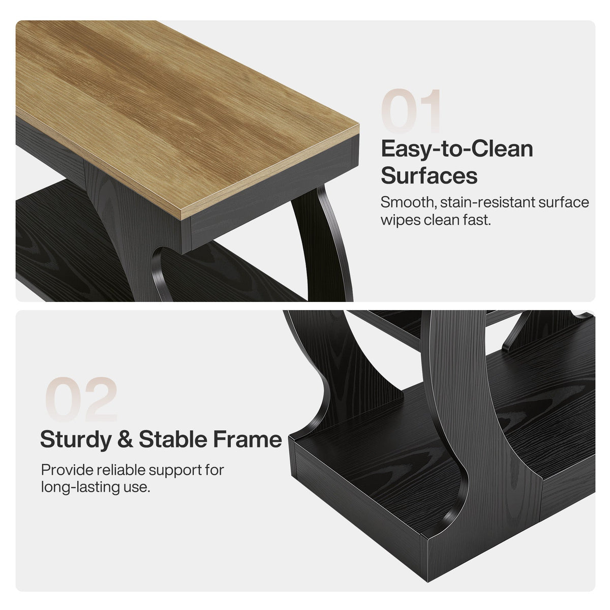 23.6 Inch Narrow End Table with 3-Tier Storage, Wooden Side Table with Curved Frame