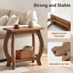 23.6 Inch Narrow Side Table with Curved Legs, Solid Wood End Table for Small Spaces