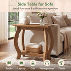 23.6 Inch Narrow Side Table with Curved Legs, Solid Wood End Table for Small Spaces