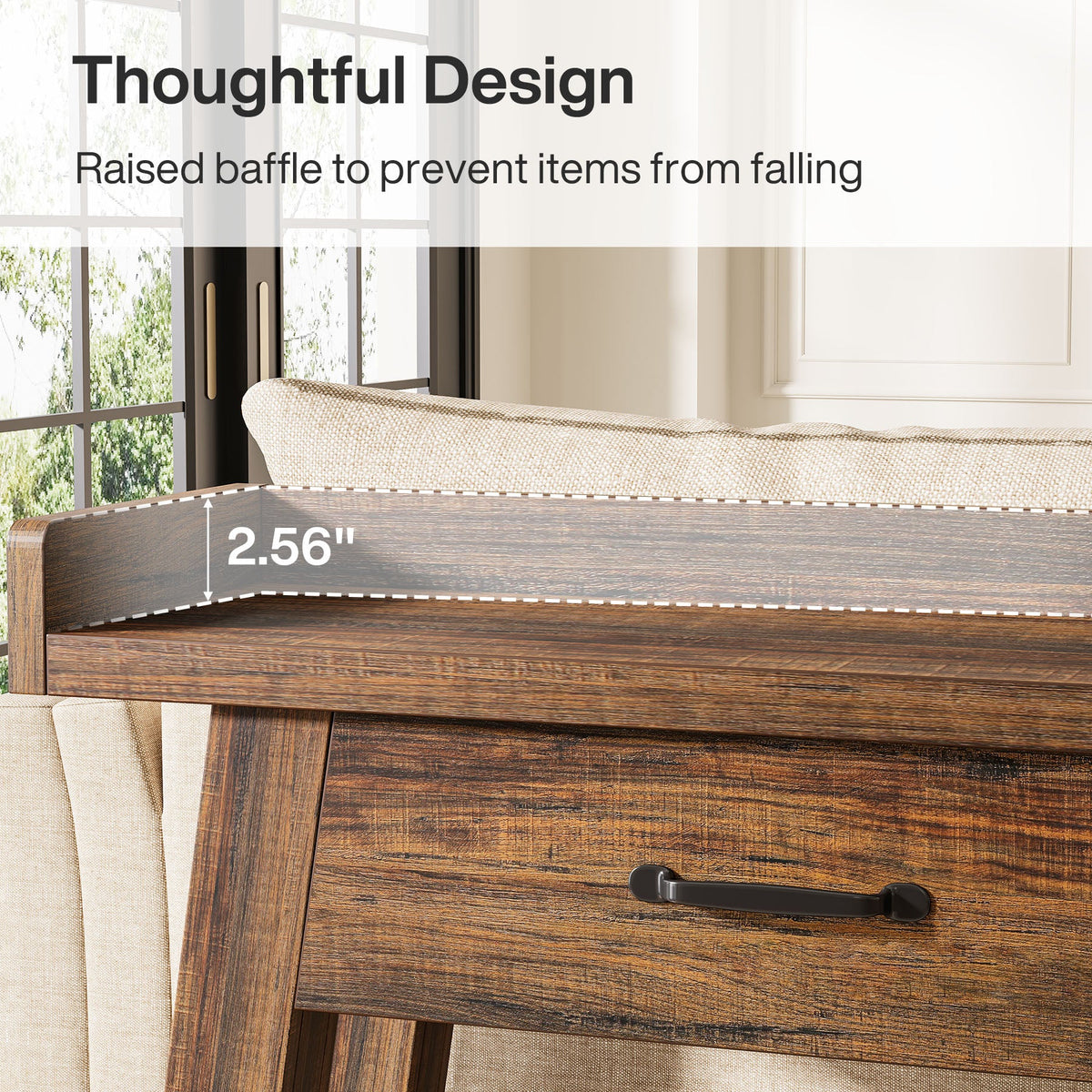 70.9 Inch Extra Long Console Table with 3 Drawers, 2-Tier Sofa Table for Living Room