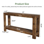 63" Console Table, Solid Wood Farmhouse Sofa Table with 2-Tier Storage