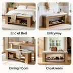 47.24-Inch Upholstered Hallway Bench with Padded Seat, Farmhouse Bed Bench for Bedroom