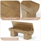 55.1-Inch Farmhouse Storage Bench with Flip-Top Storage and 2 Safety Hinges