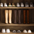 Free-Standing Shoe Cabinet, Narrow Farmhouse Wooden Organizer with 6 Shelves
