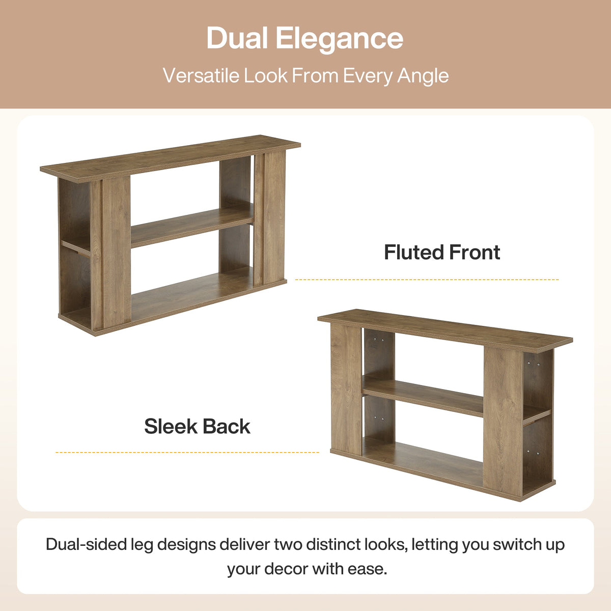 63-Inch Farmhouse Console Table with 3-Tier Storage Shelves and Wide Panel Supports, Narrow Sofa Table for Living Room Hallway and Foyer