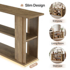 63-Inch Farmhouse Console Table with 3-Tier Storage Shelves and Wide Panel Supports, Narrow Sofa Table for Living Room Hallway and Foyer