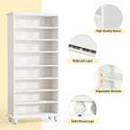 69-Inch Tall Shoe Storage Cabinet with LED Lighting and Solid Wood Legs, 28-Inch Wide 30-Pair Shoe Rack Organizer