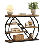 41 Inch Console Table with 5-Tier Storage Shelves and Arched Metal Frame, Industrial Entryway Table
